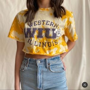 one of a kind western illinois university bleached & cropped tee
